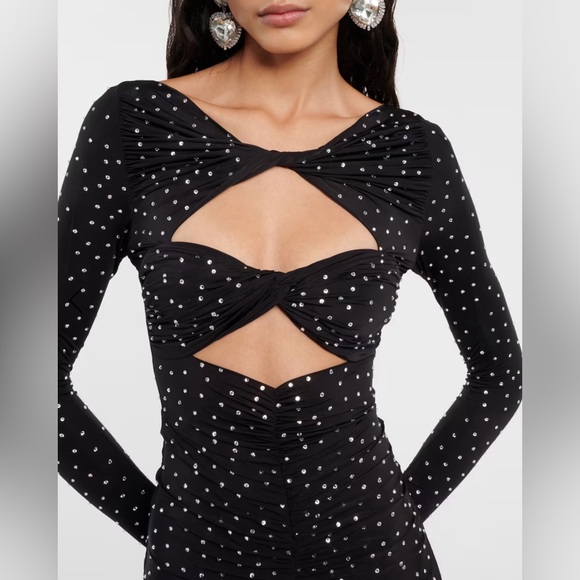 Crystal-embellished cutout jersey midi dress - Picture 2 of 10